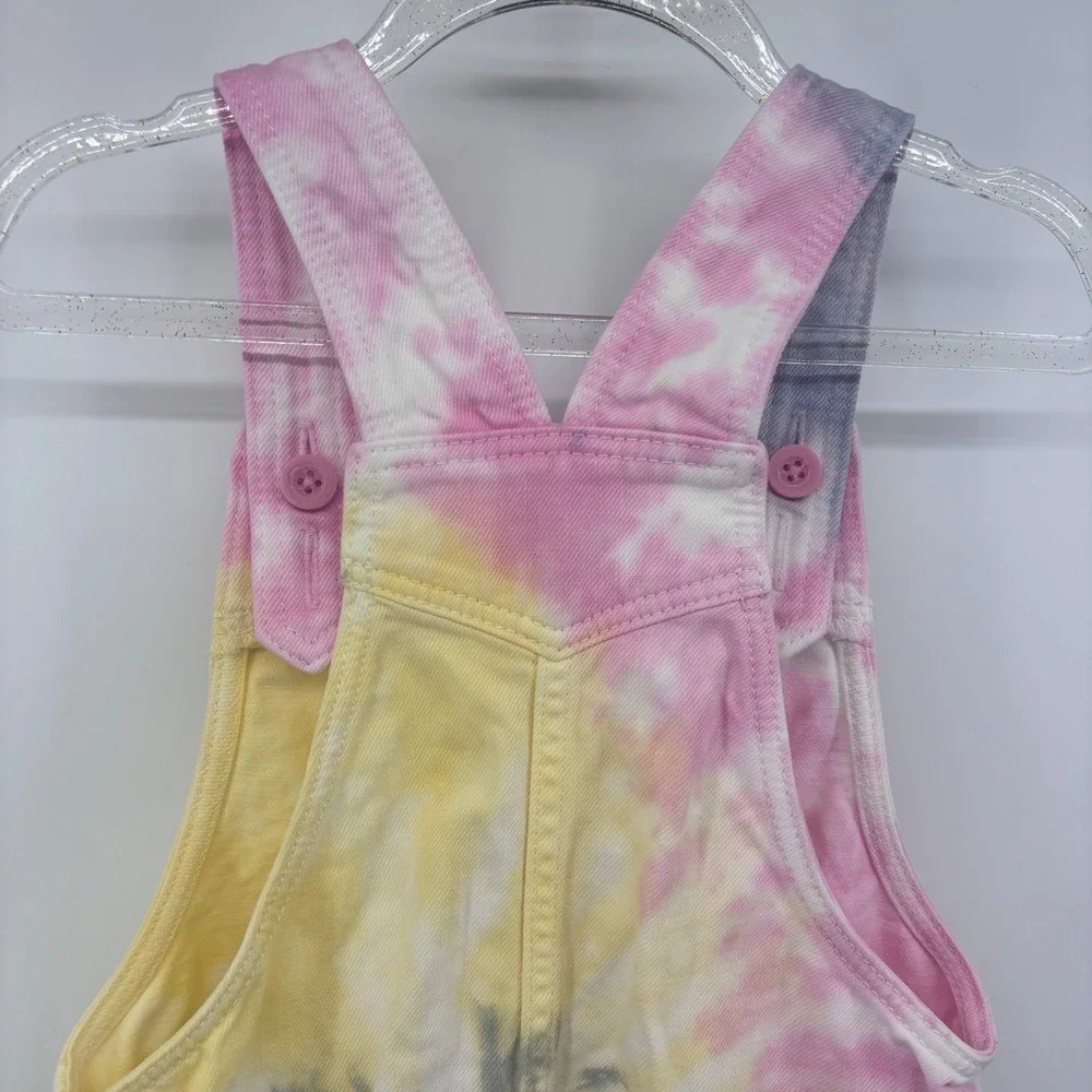 Tie Dye Overall Dress‎ Girls Casual Colorful Button Front Sun Dress 5T